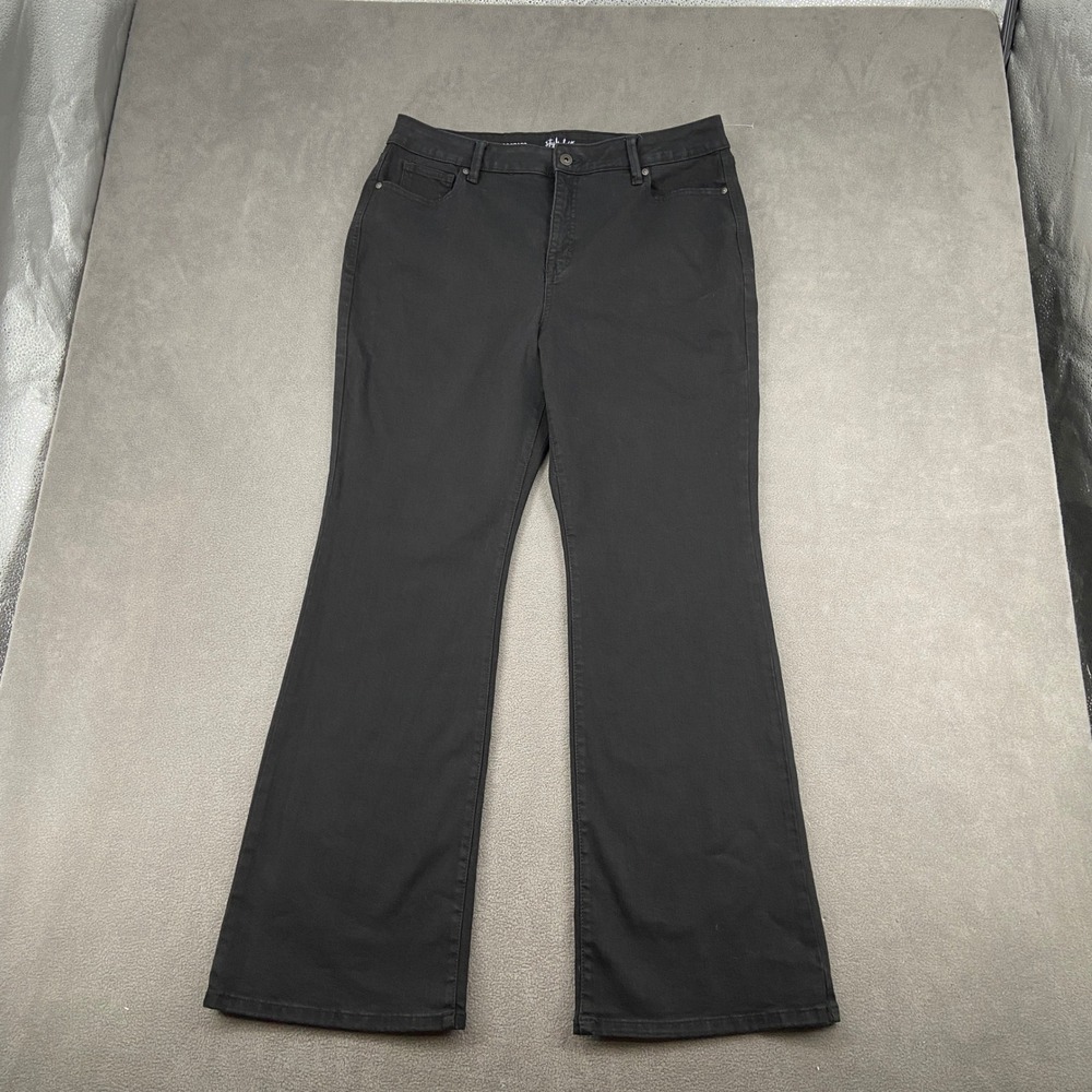 Style & Co Womens Black Bootcut Jeans Y2K Flared High‎ Rise Denim Pants Size 14